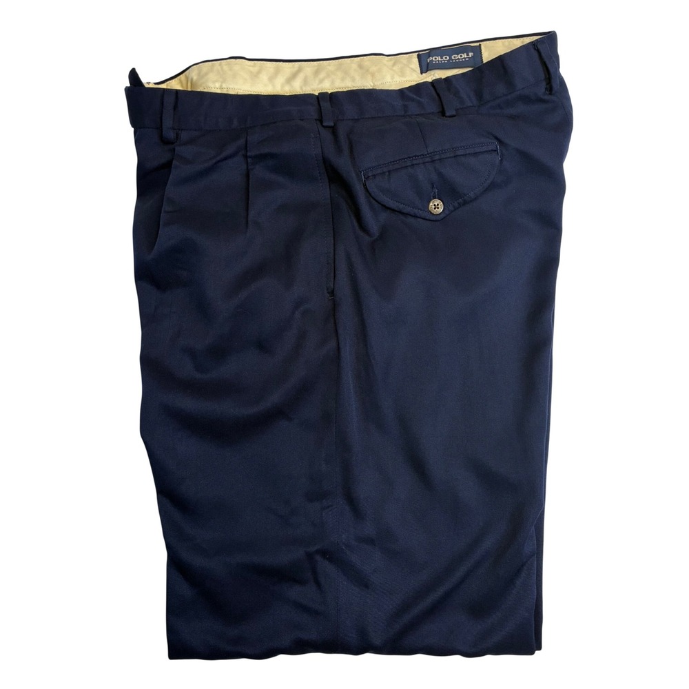 Polo Golf Ralph Lauren‎ Pants Mens 34 Navy Blue Pleated Trousers Golfing